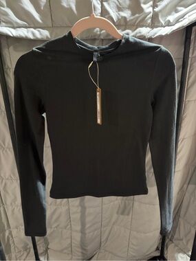 SKIMS Cotton Jersey Long Sleeve Top-Soot